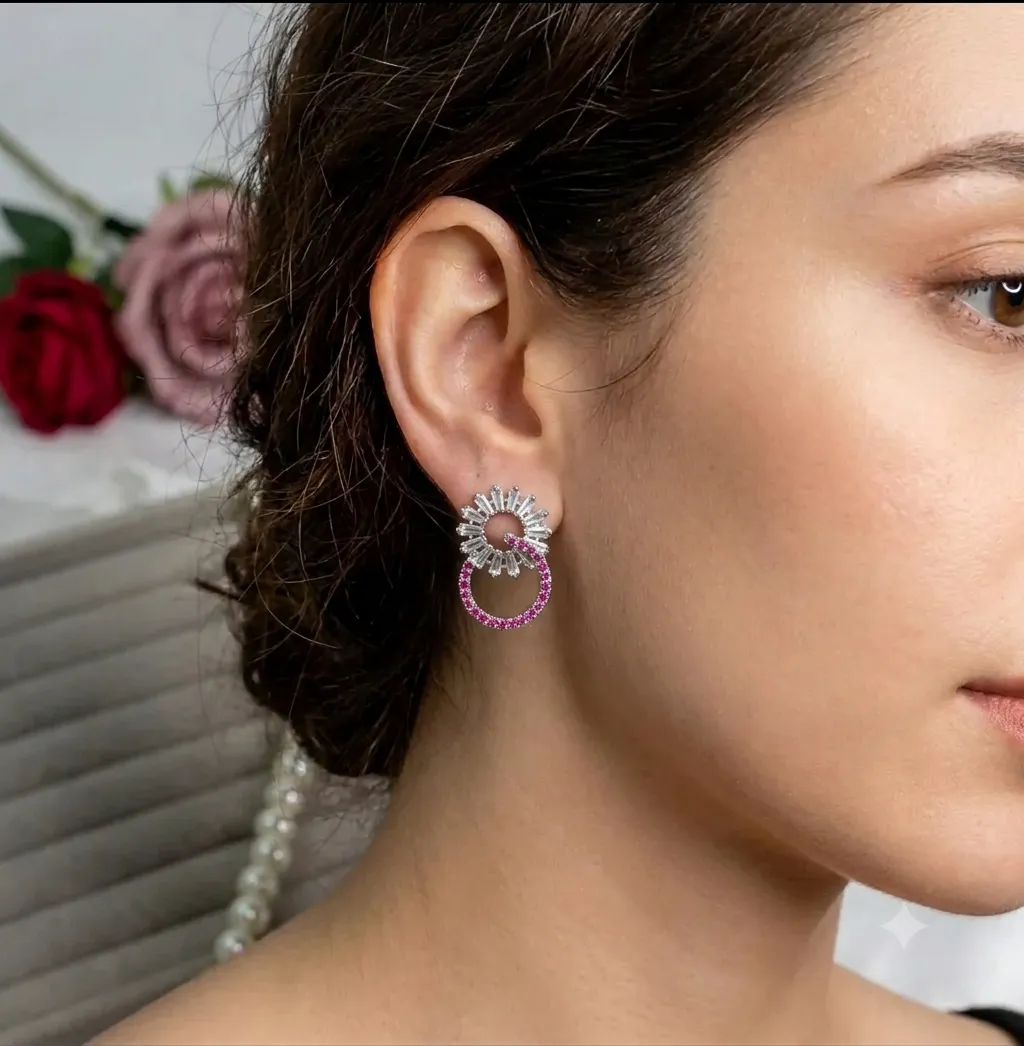 Marwa Earrings Shocking Pink - Image 2