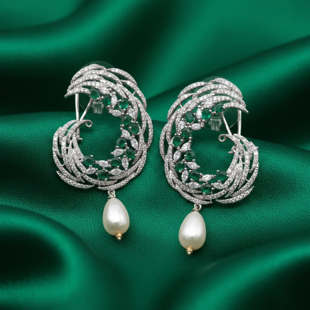 Nashfa Green Earrings - Image 3